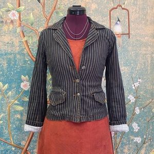 Johnny Was Charcoal Grey & Orange Pinstripe Blazer XS